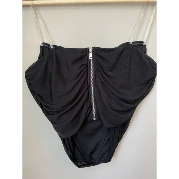 BRAND NEW Steve Madden Women's Size Large Dahlia Corset Boning Zip Up Top Black - Picture 10 of 16